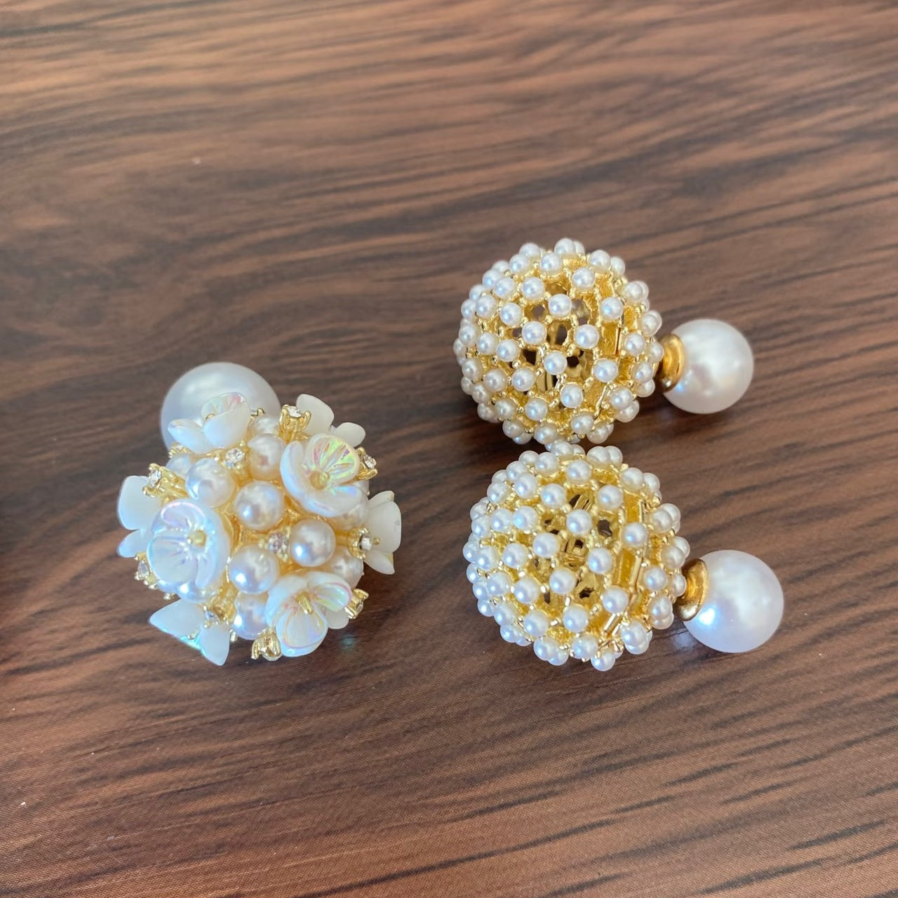 【グッズ】星屑デザイン 前後2WAY 紫陽花 パール ピアス/イヤリング 【JZシリーズ】