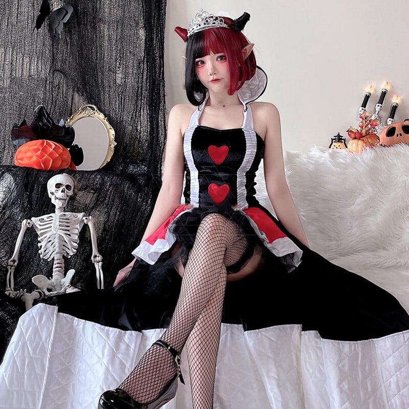 【ハロウィン】コスプレ トランプ ハートクイーン コスチューム メイド ウィッチ パーティー 衣装 レディース