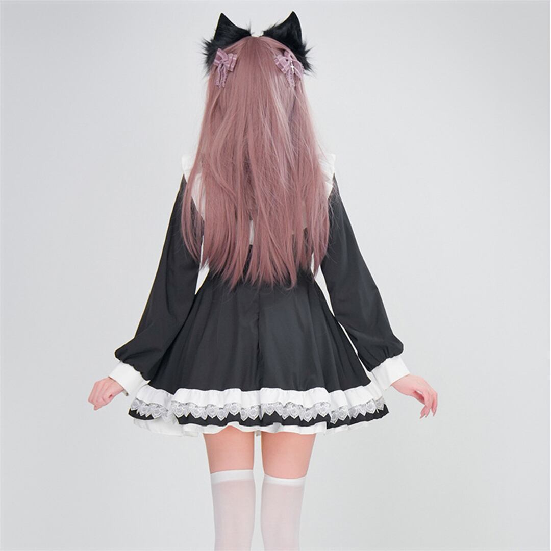 【ハロウィン】ゴシック 十字架 シスター服 ロリータ ブラック&ホワイト ワンピース ドレス プリンセス チュールスカート