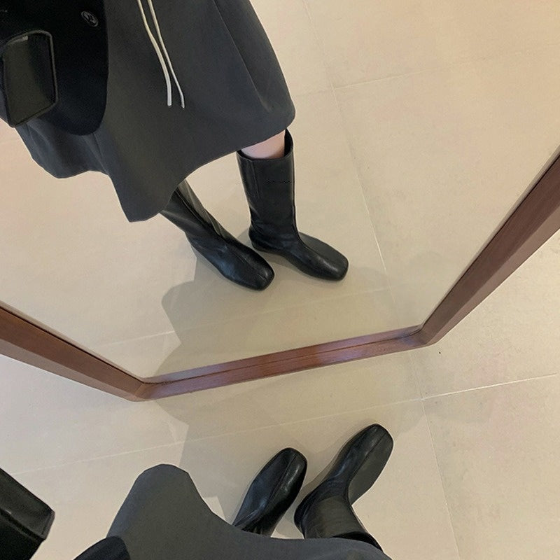 【シューズ】インヒール 春 秋 冬 スクエアラウンドトゥ ライダーブーツ 【JZシリーズ】