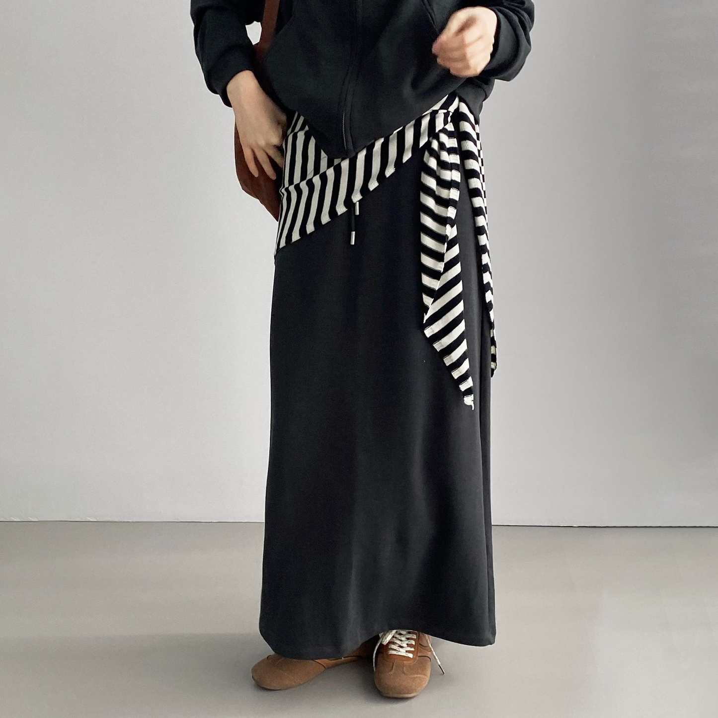 2点セット!【セットアップ】ゆるシルエット セットアップ レディース スタンドカラー トップス+スカート 上下セット【JZシリーズ】