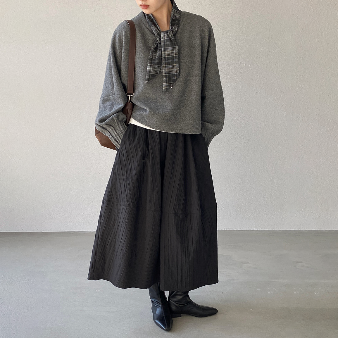 4カラー【ボトムス】ハイウエスト&バルーンシルエット⭐️あったか中長スカート レディース 春秋冬 花苞デザイン【JZシリーズ】