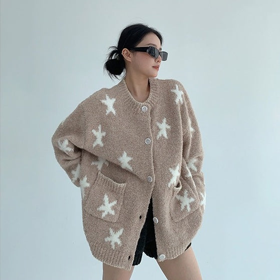 【アウター】春 秋 冬 ジャガード 厚手 ニット セーター カーディガン ジャケット 【FCシリーズ】