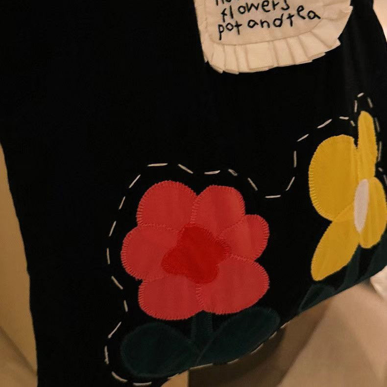 【バッグ】日本小众ハンドメイド 刺繍入り 配色フラワー ワンショルダー&ハンドバッグ【SHシリーズ】