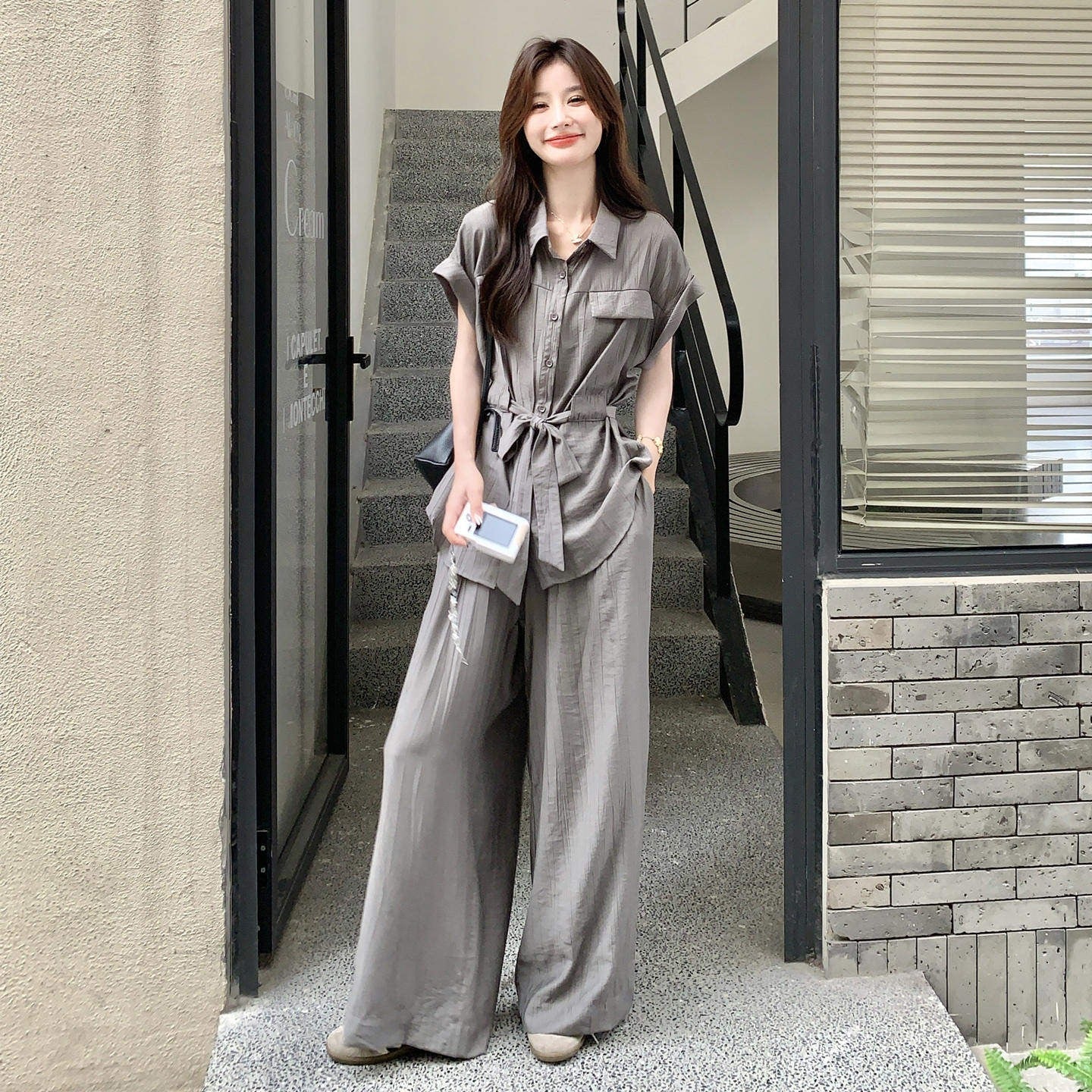 【セットアップ】クールでスタイリッシュ トップス + ワイドパンツ 2点上下セット 【JZシリーズ】