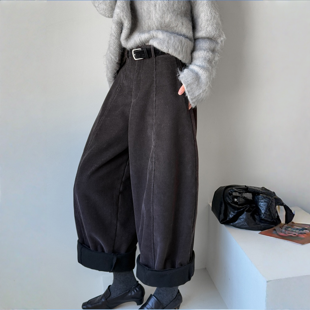 【ボトムス】コーデュロイ 上品見え トレンド感 ゆったり パンツ 【JZシリーズ】