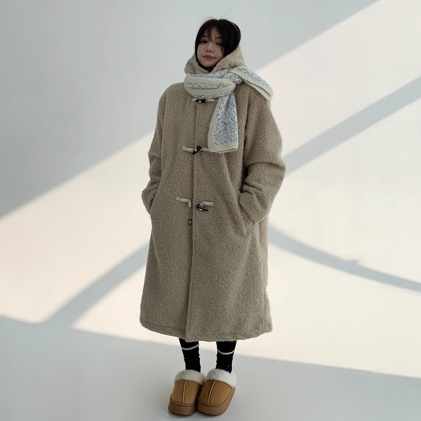 【アウター】春 秋 冬 ヘビーウェイト ツイード フード付き コート 【FCシリーズ】