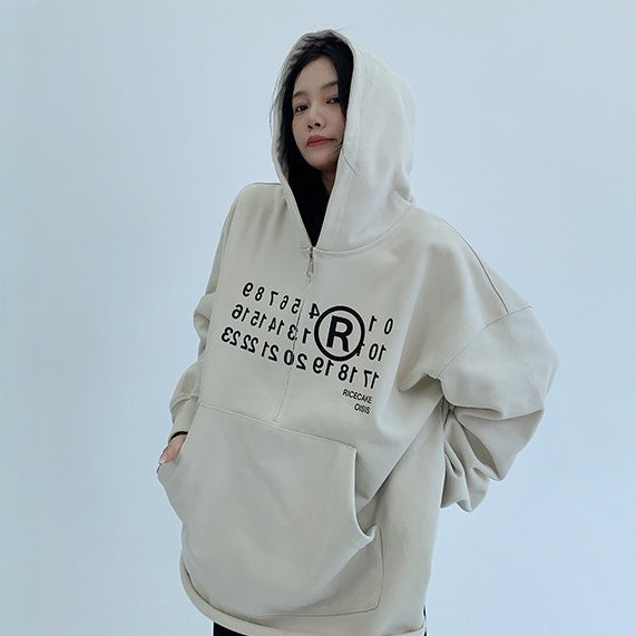 【アウター】春 秋 冬 厚手 オーバーシルエットハーフジップ フード付き パーカー ジャケット 【FCシリーズ】