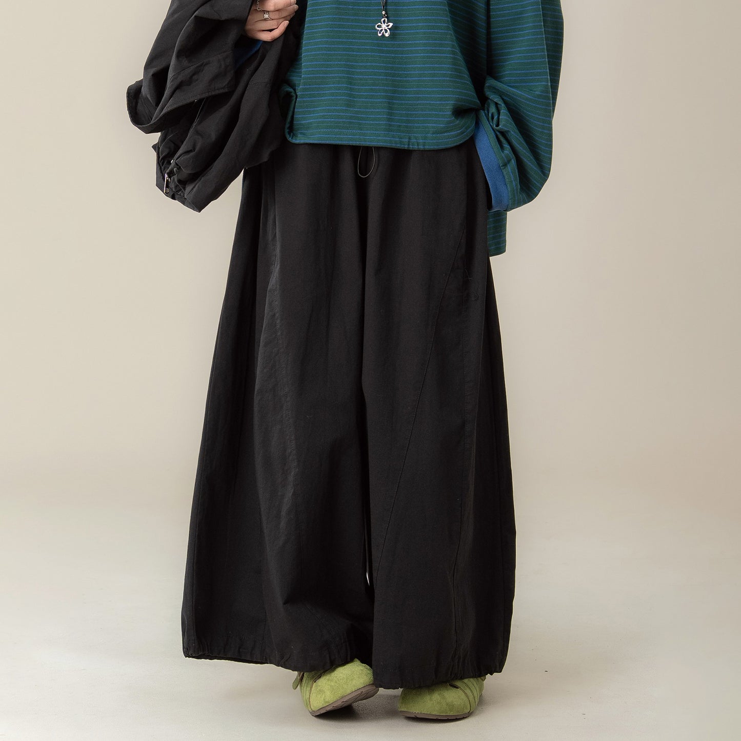 【単品注文】【セットアップ】秋新作 ゆったり ストライプTシャツ+ベスト+ワイドパンツ 上下セット 体型カバー お洒落【JZシリーズ】