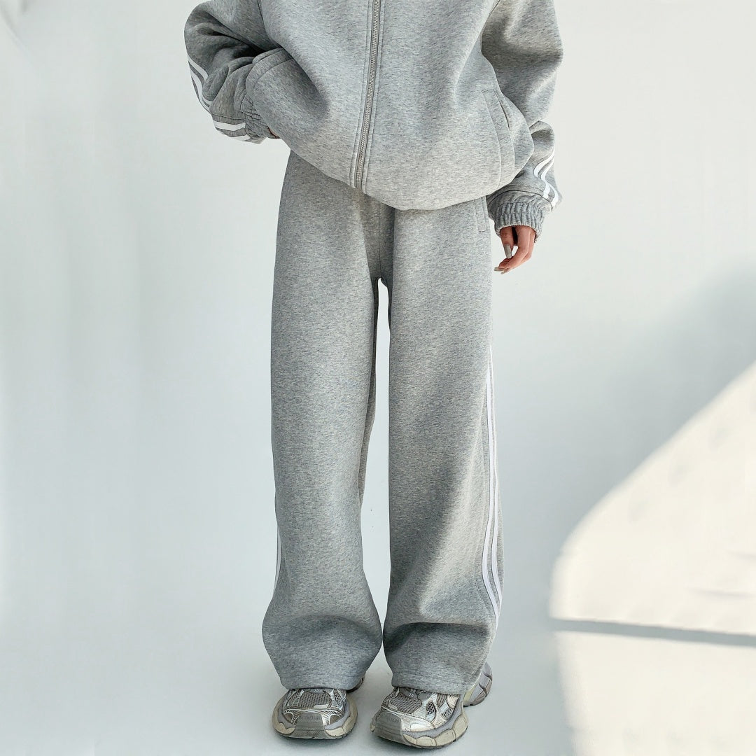 【単品注文】【セットアップ】春秋冬 厚手 刺繍 立襟 パーカー + ゆるリラックス パンツ 2点上下セット【FCシリーズ】