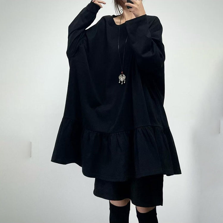 【トップス】春秋 ラウンドネック 快適で リラックス ゆったり 長袖Tシャツ