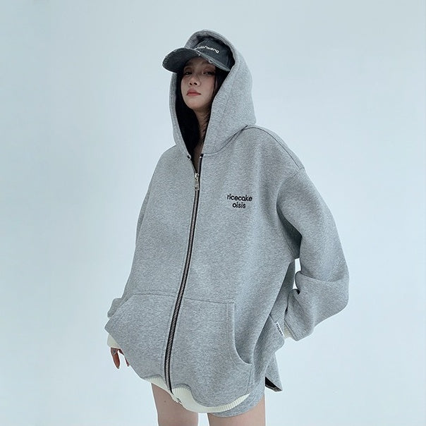 【アウター】春 秋 冬 レトロ ヴィンテージ加工 刺繍 裏起毛 フード付き ジャケット 【FCシリーズ】