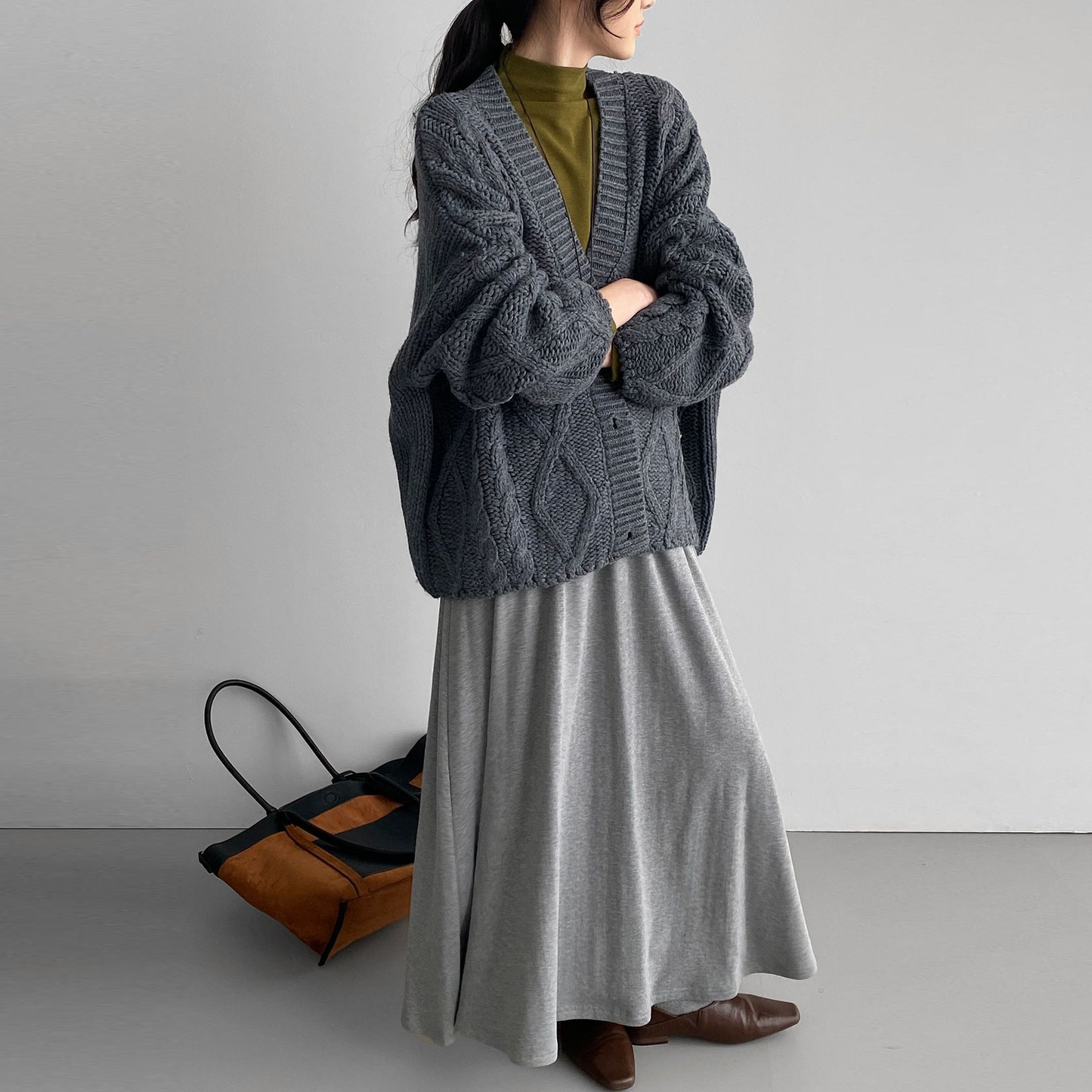 【アウター】秋冬新作 ヴィンテージ風 ゆったり 厚手ケーブルニット カーディガン【JZシリーズ】