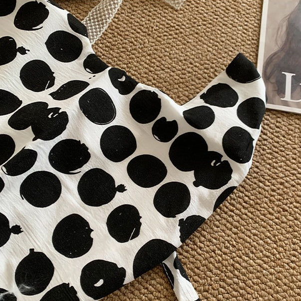 【バッグ】配色 キャンバスショルダーバッグ 斜めがけ 韓国風 ドット柄 大容量 カジュアルバッグ