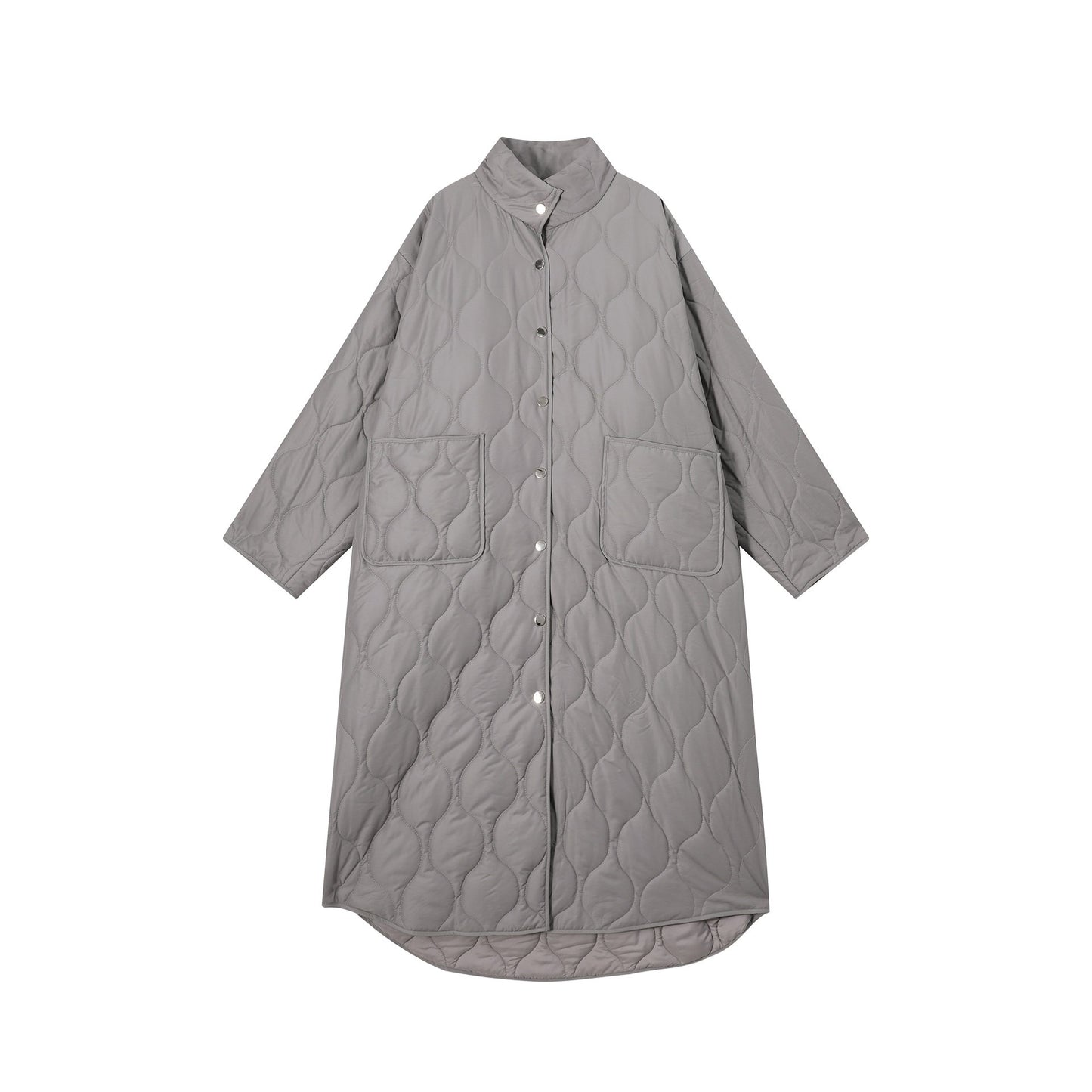【アウター】ダイヤ柄 ハイネック 中綿ジャケット レディース 秋冬 韓国風 ゆったり あったか ロング丈 綿入れコート【シリーズ】