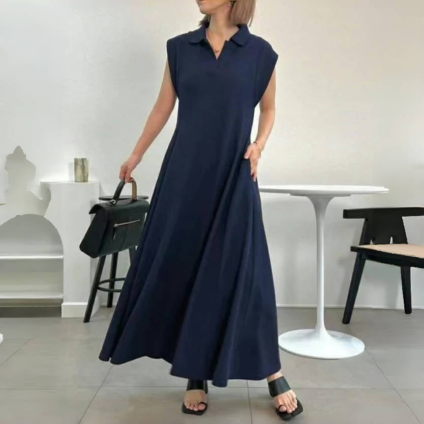 【ワンピース】夏 ゆるリラックス Vネック ノースリーブ ワンピース