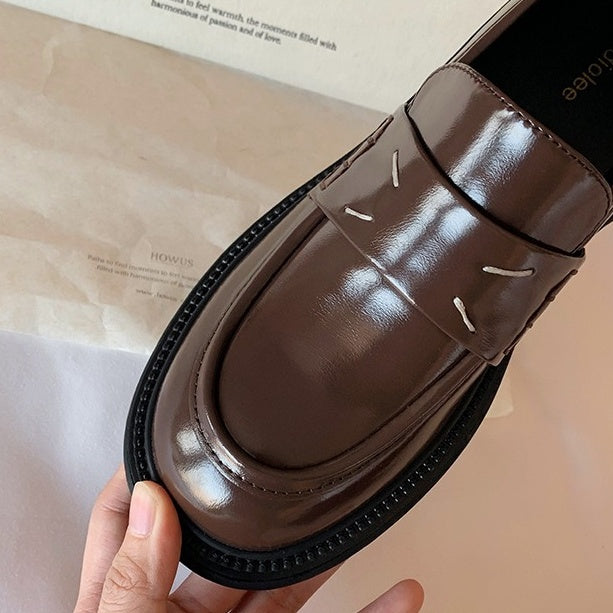 【シューズ】イングランド風 レトロ ローファー パンプス