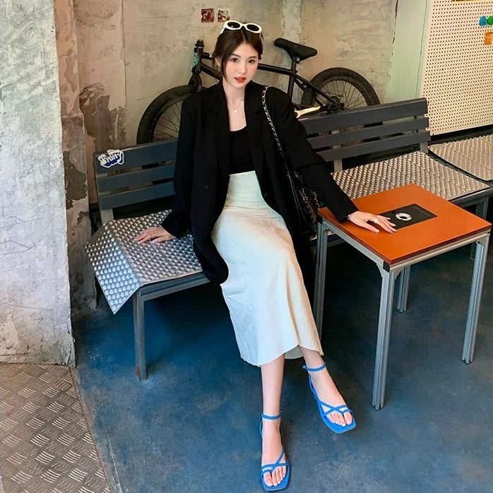 【シューズ】夏 リゾート風 スクエアトゥ ローマ サンダル