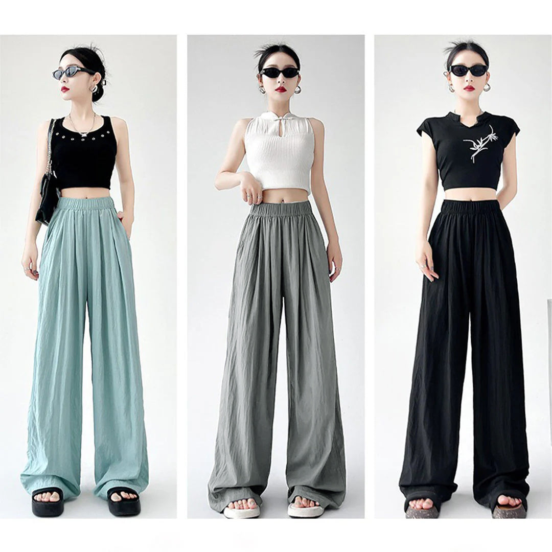 【ボトムス】ハイウエストギャザー 春夏パンツ