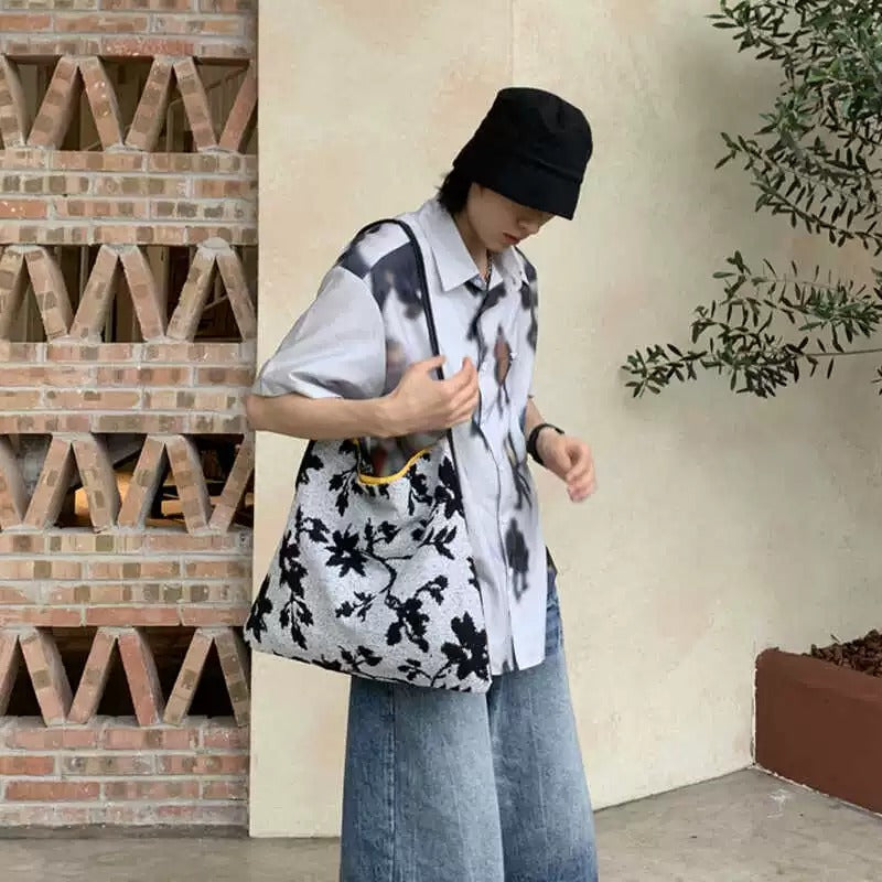 【バッグ】春 秋 夏 冬 特別デザイン プリント 切り替え ボディバッグ