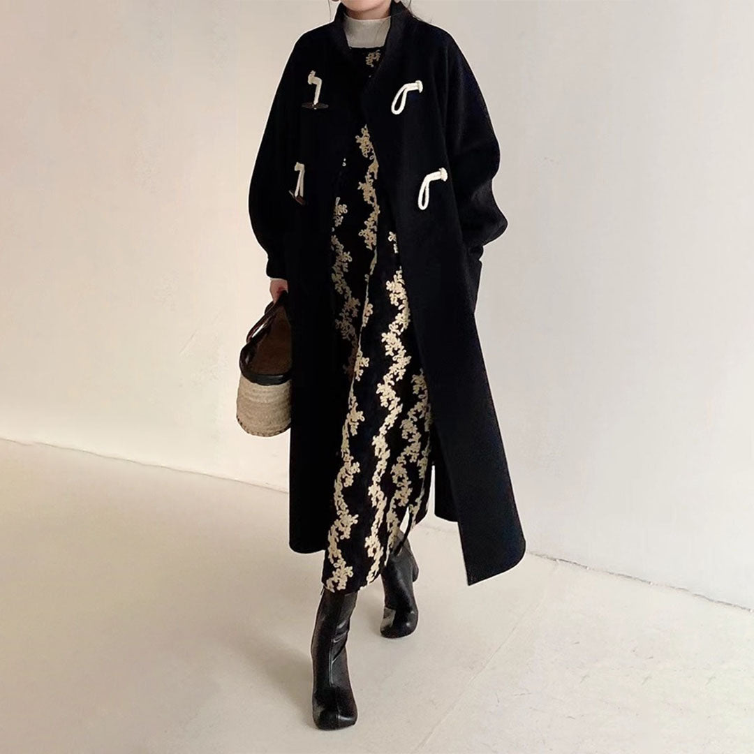 【10-15日内発送】【ワンピース】春秋冬 レトロ ニット生地 ジャカード 刺繍 ヘプバーン風 ノースリーブワンピース