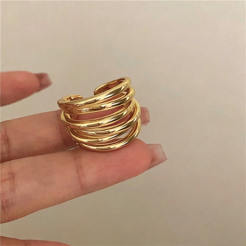 【グッズ】リング レディース マルチレイヤー メタル ワイドデザイン モード シンプル アクセサリー