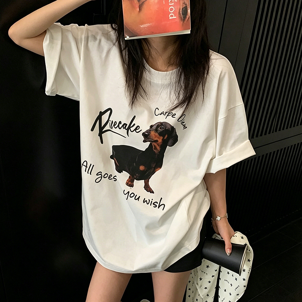 【トップス】オーバーサイズ カートゥーンプリント 半袖Tシャツ レディース カジュアル ストリート系 リラックス感【FCシリーズ】