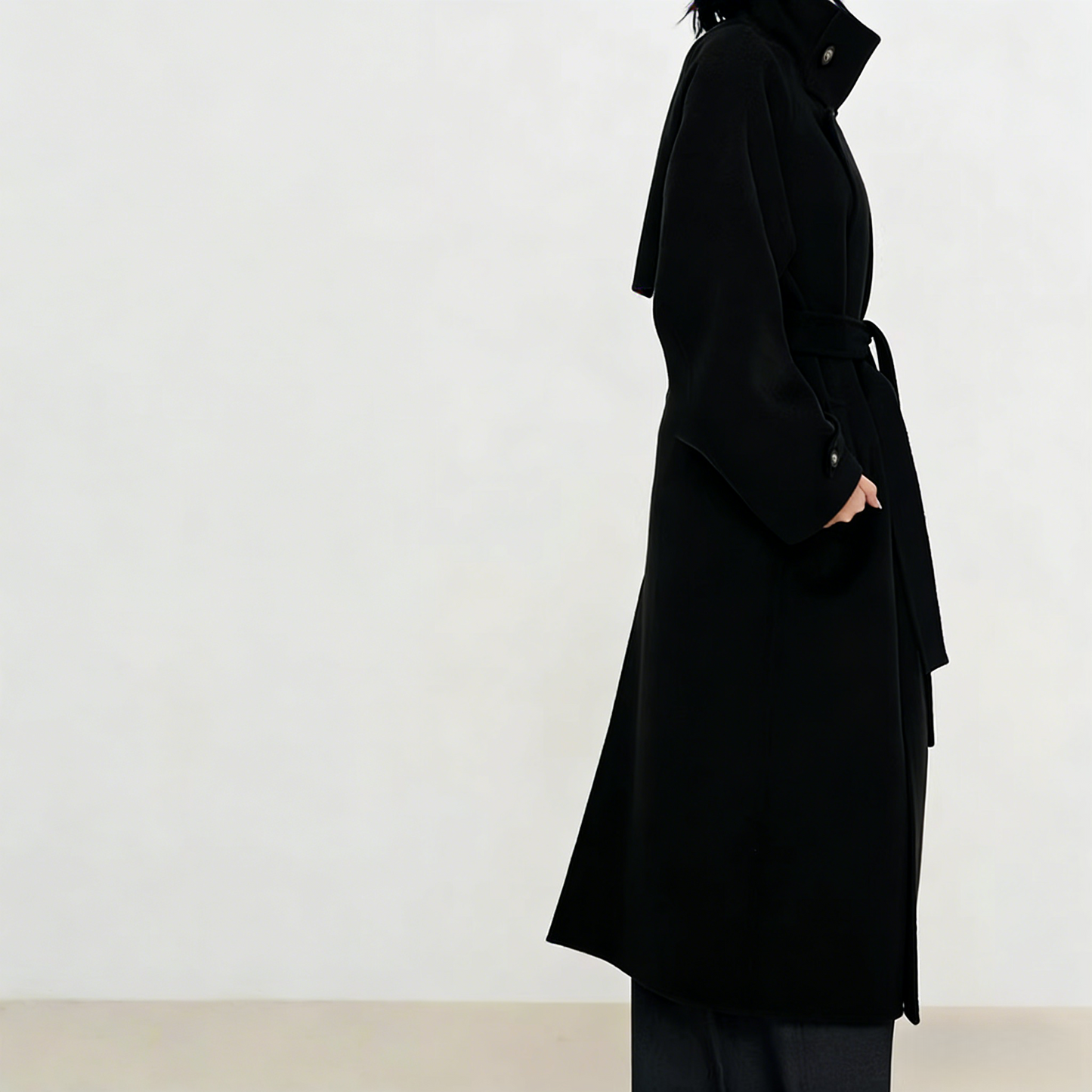 【アウター】スタンドカラー ウール調コート 冬用 上品 ヘプバーン風 中綿入り 厚手【JZシリーズ】