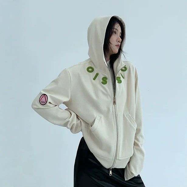 Stone  ベージュ フード付きパーカー 3XL 2WAYオーバーサイズフード付きパーカー | ファッション通販