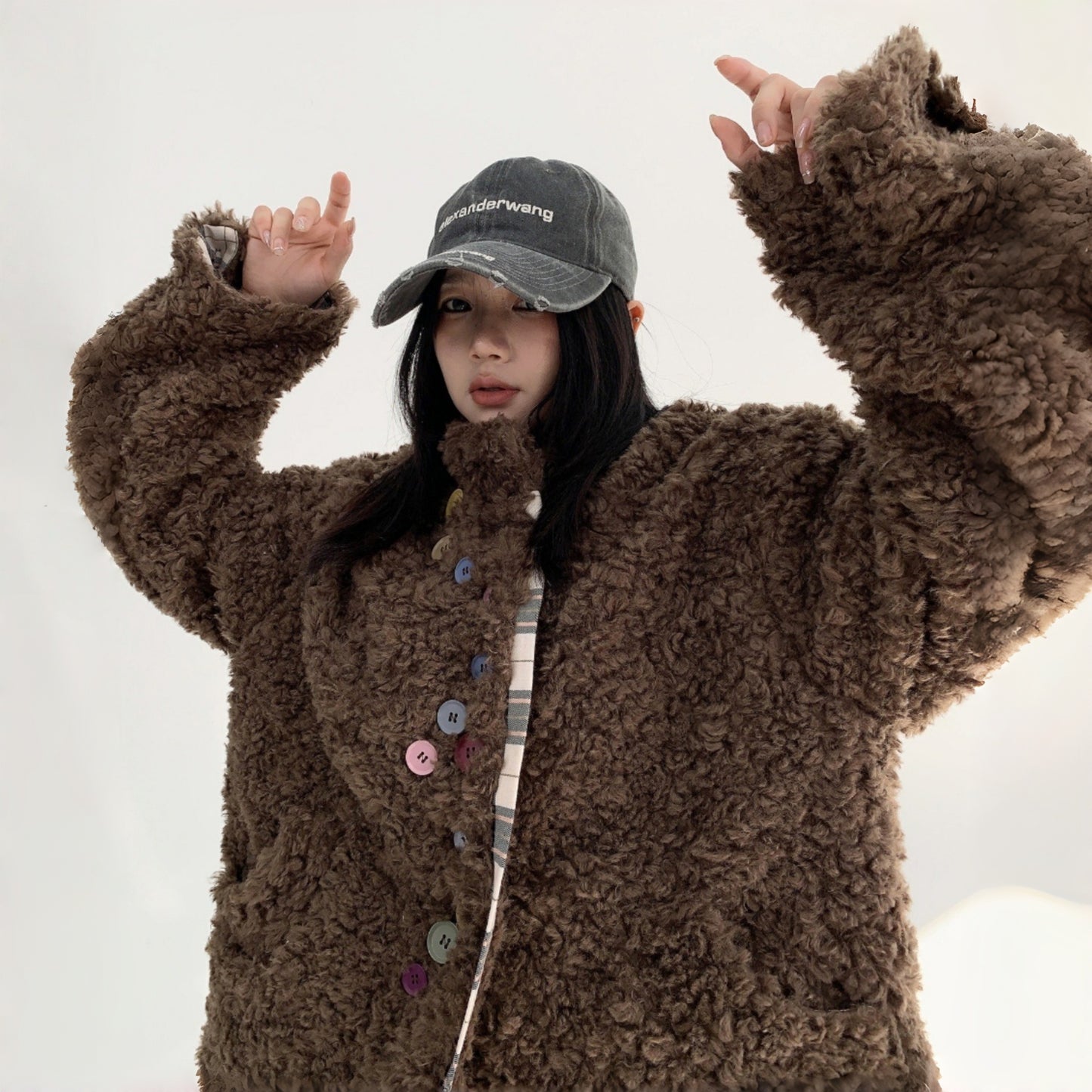 【アウター】春 秋 冬 アメリカンスタイル レトロ ラムウール ボタン ダウンコート【FCシリーズ】