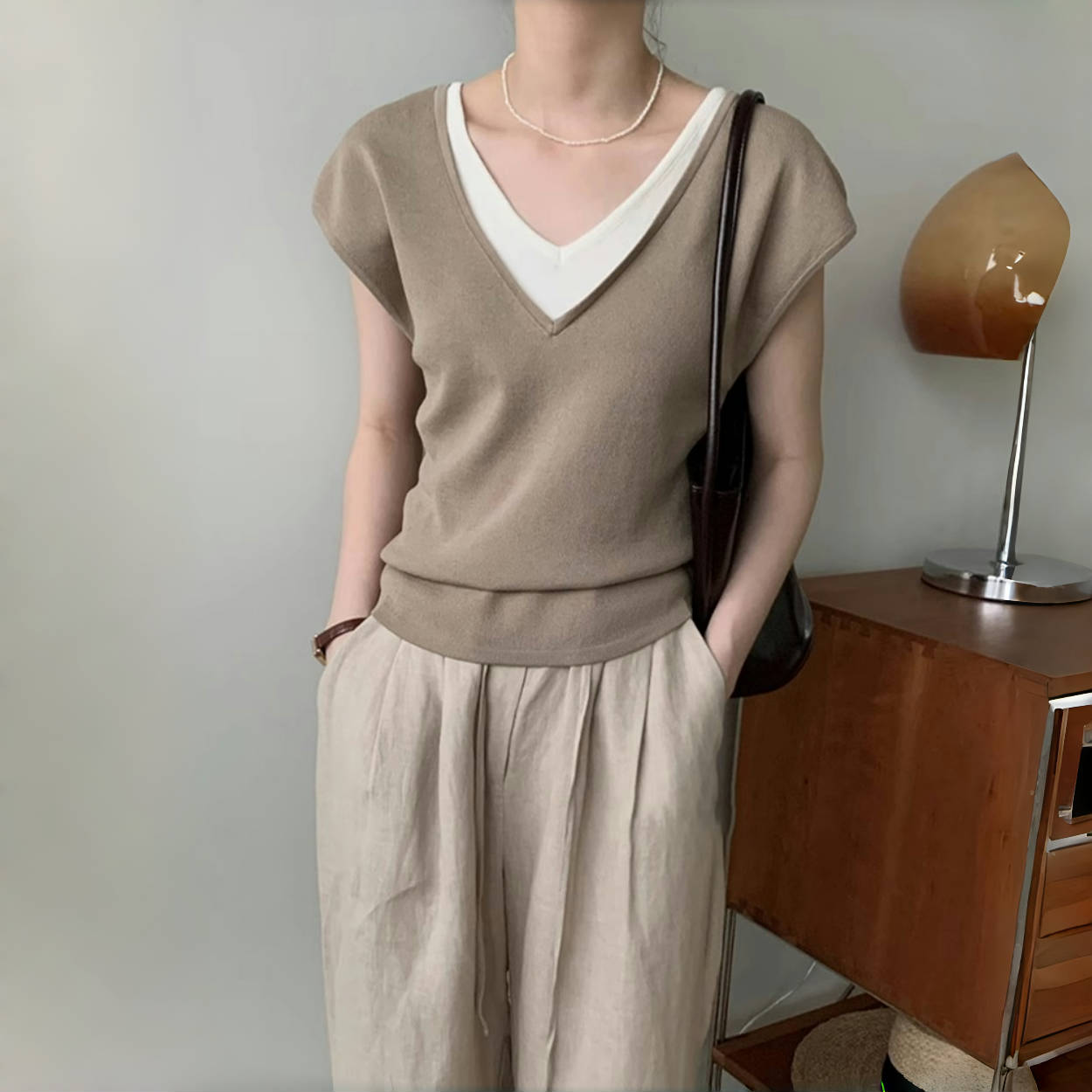ガーターフェイクレイヤードTシャツ 半袖