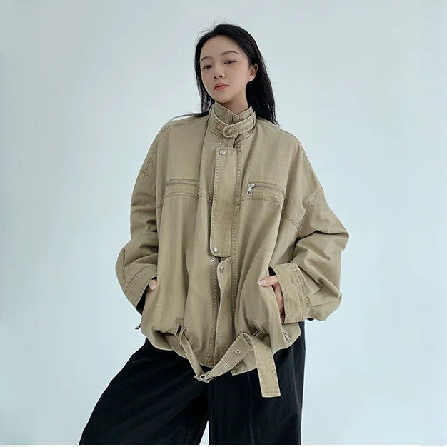 【アウター】春 秋 冬 ヴィンテージ加工 レトロ 立襟 ジャケット 【FCシリーズ】