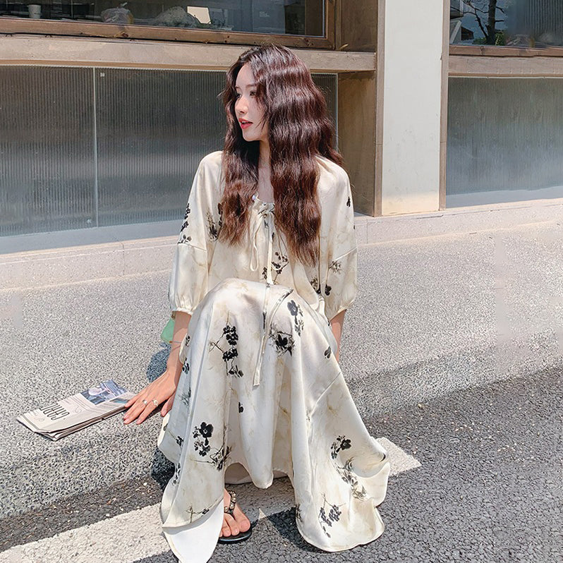 2点セット!【セットアップ】 清涼感アート風 セットアップ レディース ファッショナブル 個性派 高級感 ブラウス+スカート 上下セット【SHシリーズ】