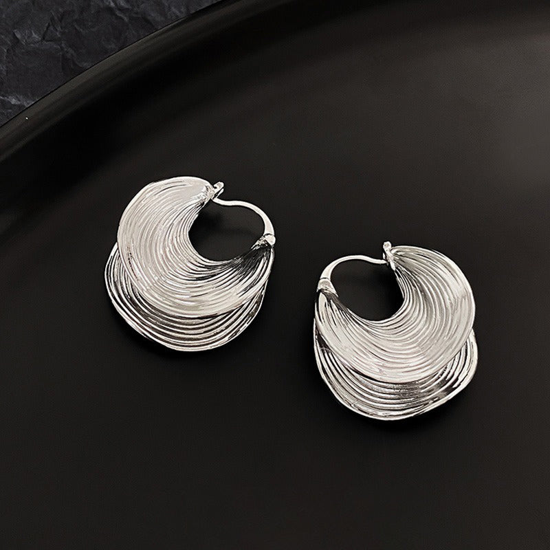 【🎁 B2G1|先行スタート!】【グッズ】立体スパイラルデザイン フープピアス クール系お洒落イヤーアクセ