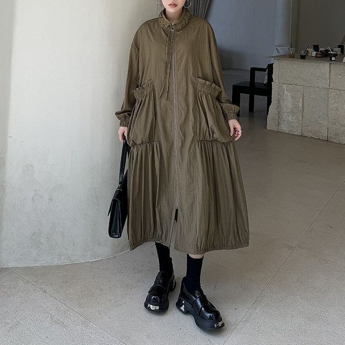 ワンピース】楽天人気アイテム レトロ シャーリング 長袖ワンピース