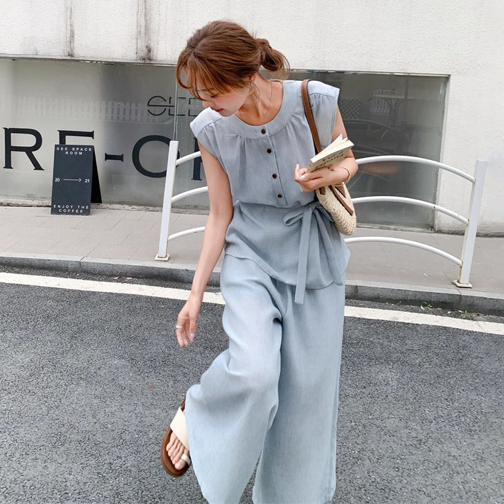 2点セット!【セットアップ】カジュアルリラックス風 シャツ+ワイドパンツ 上下セット レディース 夏 個性派 気質 優雅スタイル【JZシリーズ】