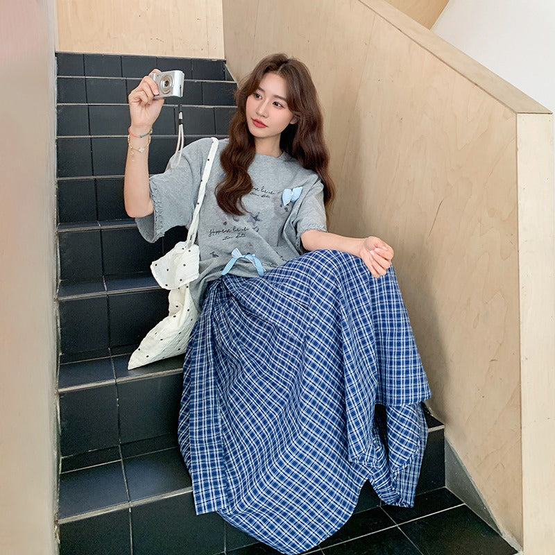 2点セット！【セットアップ】フレンチ風 若見え甘めTシャツ×スカート