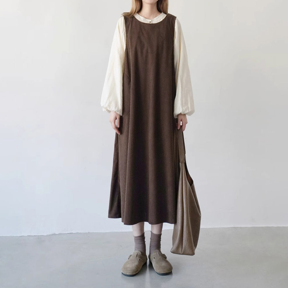 ワンピース】ヴィンテージ コーデュロイ ゆったり 重ね着でおしゃれ