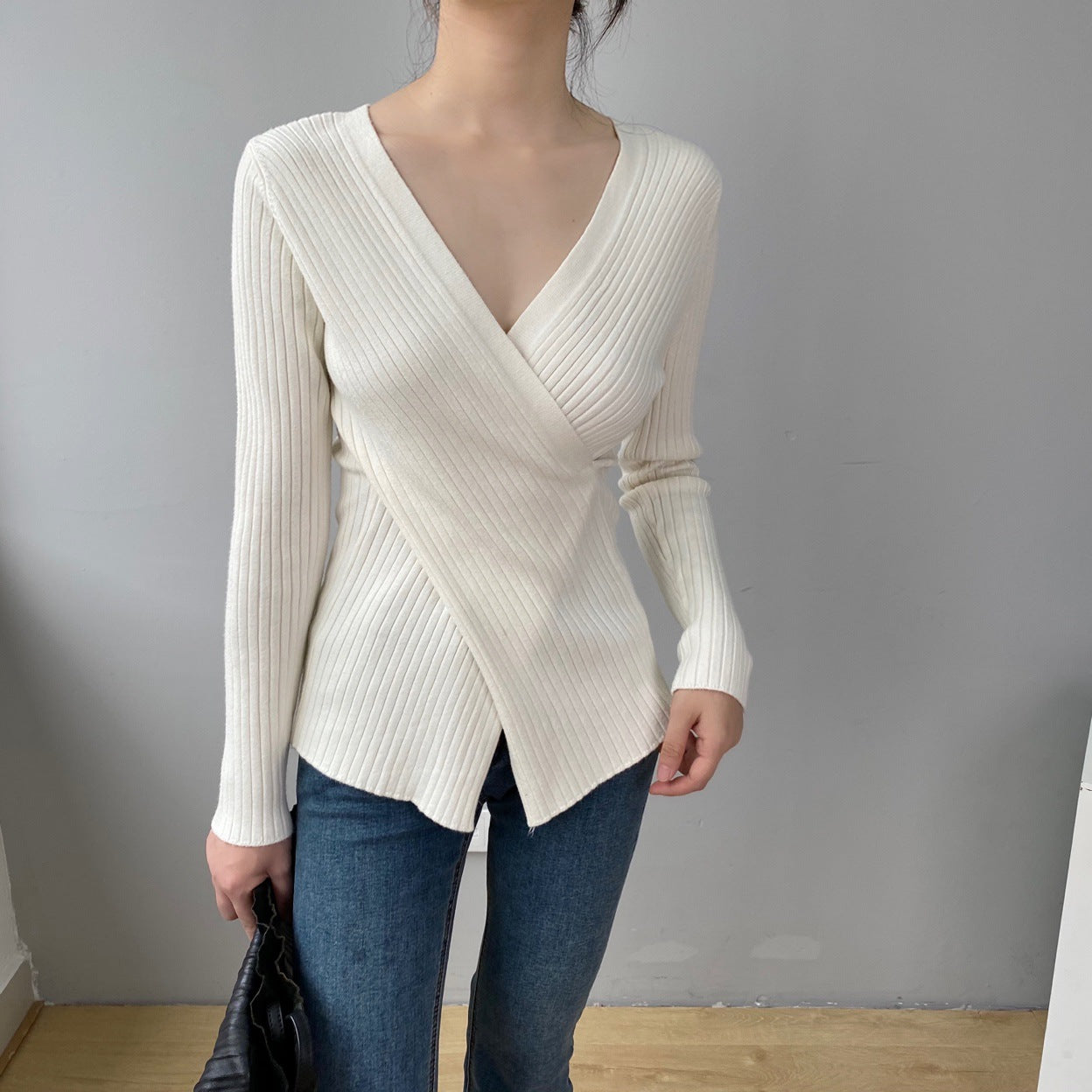 【トップス】秋冬 抜群なデザイン 合わせやすい Vネックニットセーター