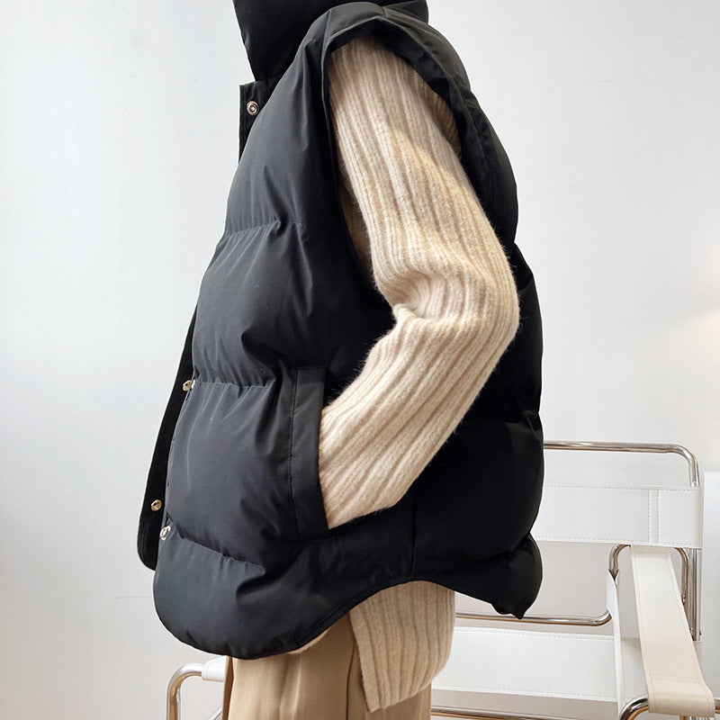 【トップス】秋冬 ゆったり ノースリーブ 綿入れ ベスト【SNシリーズ】