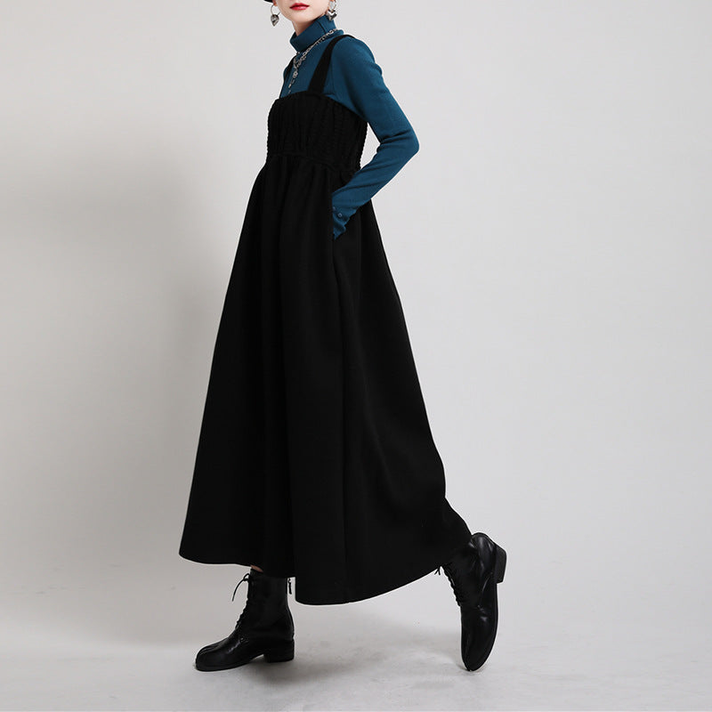 【ワンピース】春秋冬 ファッション 無地 合わせやすい ラシャ生地 ノースリーブワンピース【AHシリーズ】