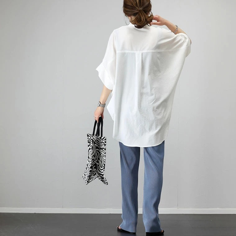 【トップス】日系 春秋 Vネック ドルマンスリーブ シャツ