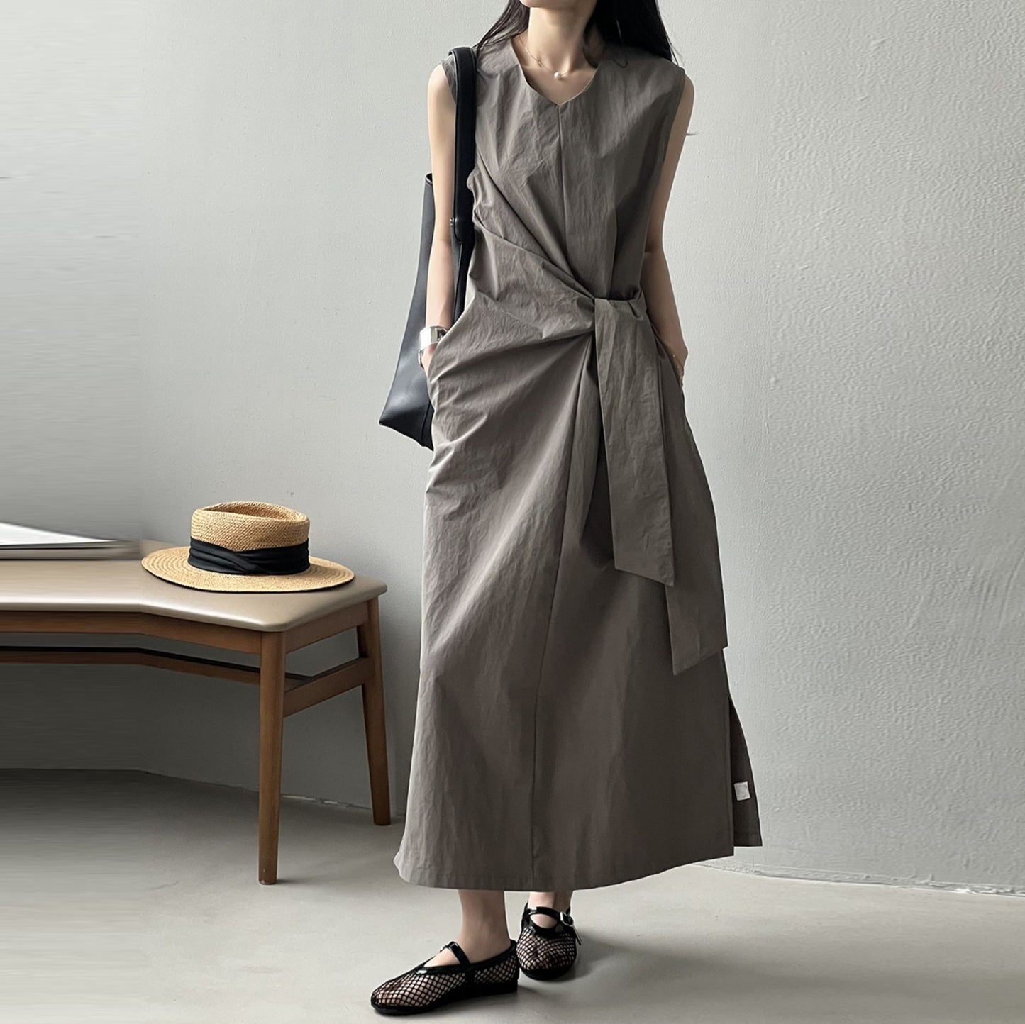 【ワンピース】夏 シンプル 高級感 不規則なデザイン ノースリーブワンピース 【JZシリーズ】