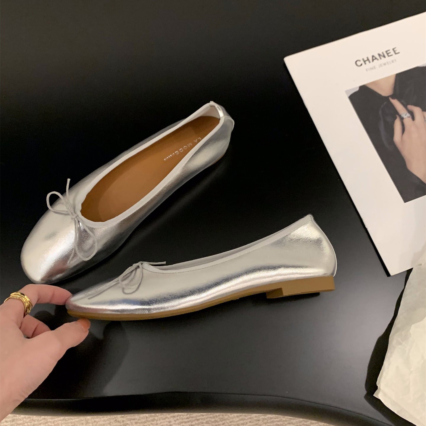 【シューズ】フレンチフラットシューズ バレエ風ローファー パンプス