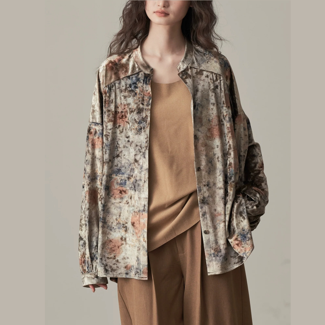 【トップス】春秋 エレガント ゆるリラックス ビロード 花柄 シャツ·ブラウス【JZシリーズ】