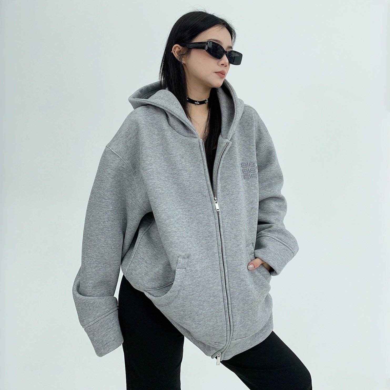 新品 Rosasenフード付きグレーアウタージャケット 新品 Rosasenフード付きグレーアウタージャケット 新品 Rosasen