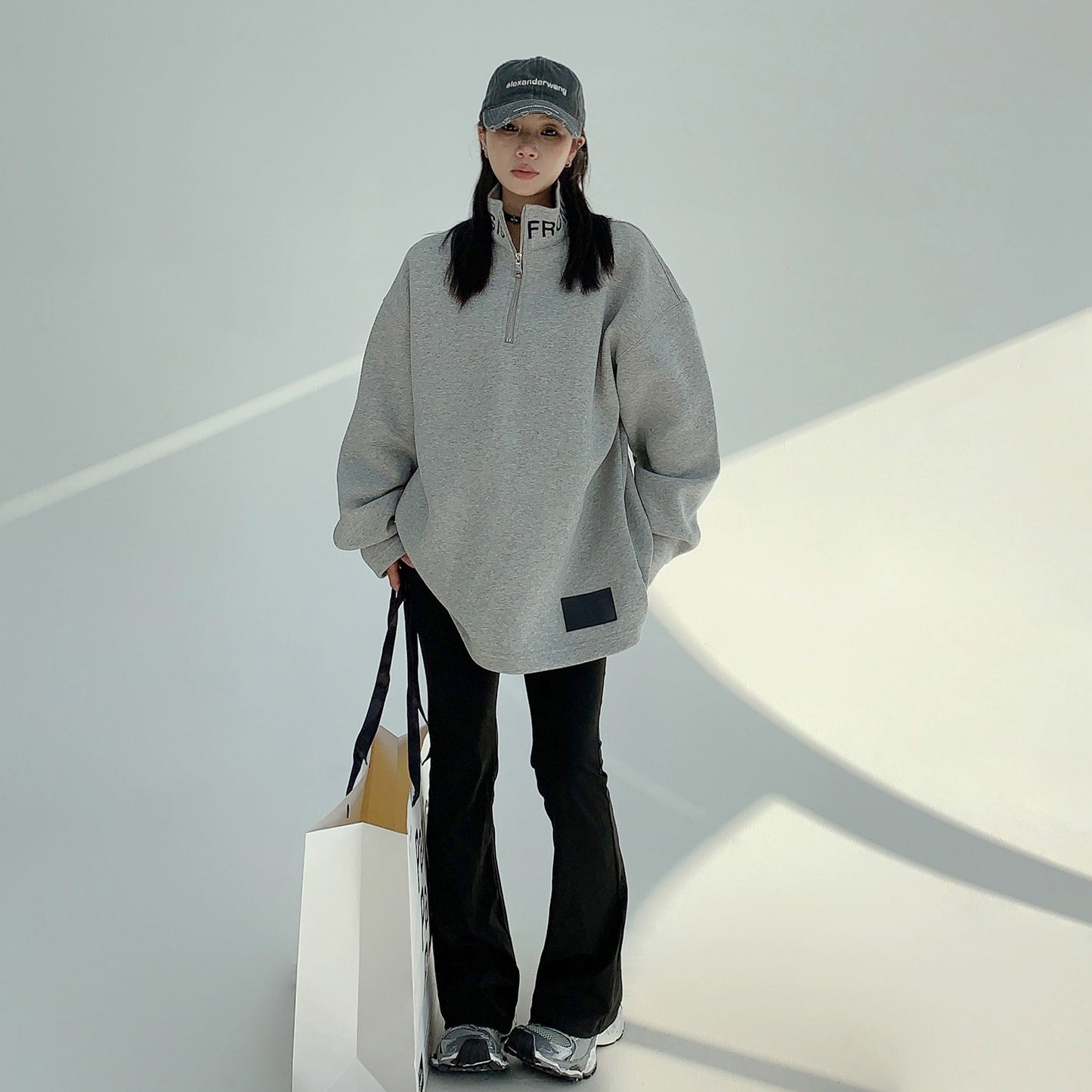 【トップス】春 秋 冬 立襟 刺繍 厚手 ルーズ パーカー 【FCシリーズ】