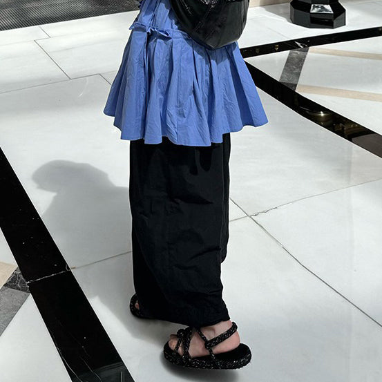 【下裝】【單筆訂單】夏季百褶短袖洋裝+寬鬆褲2件套