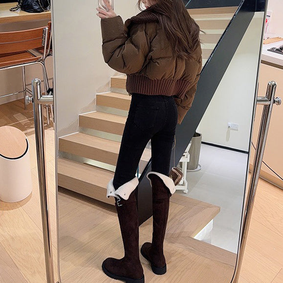 【シューズ】春秋冬 3色 秋冬新作 厚底 裏起毛 防寒 脚長効果 ロングブーツ