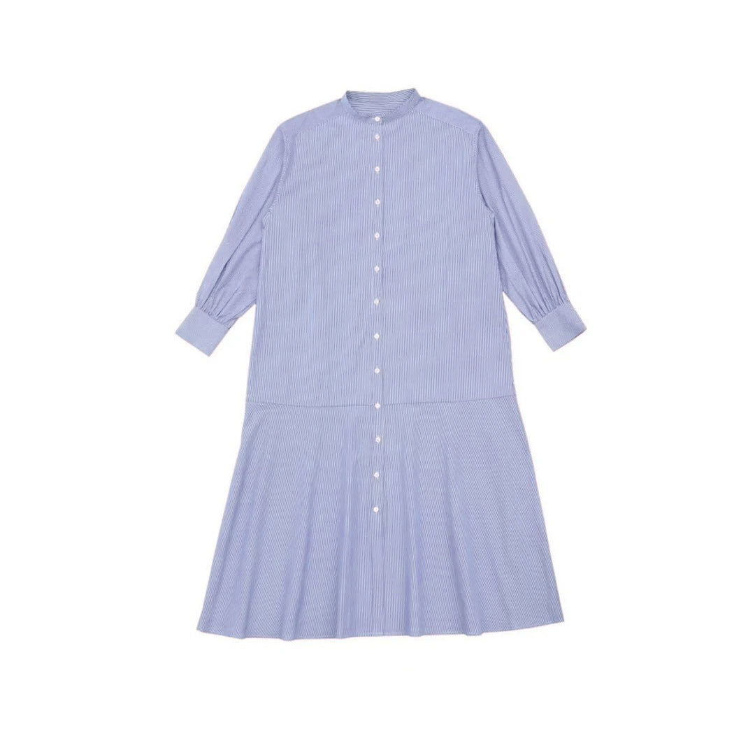 【ワンピース】春秋 ストライプ柄 シャツ 長袖 ワンピース